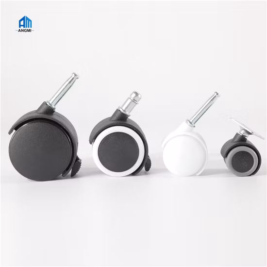 Weiß/schwarze OEM-Bürostuhlrollen mit Bremse, ohne Bremse, PP/Nylon-Möbelrolle